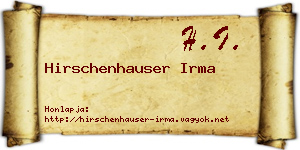 Hirschenhauser Irma névjegykártya