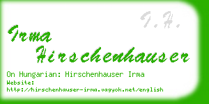 irma hirschenhauser business card